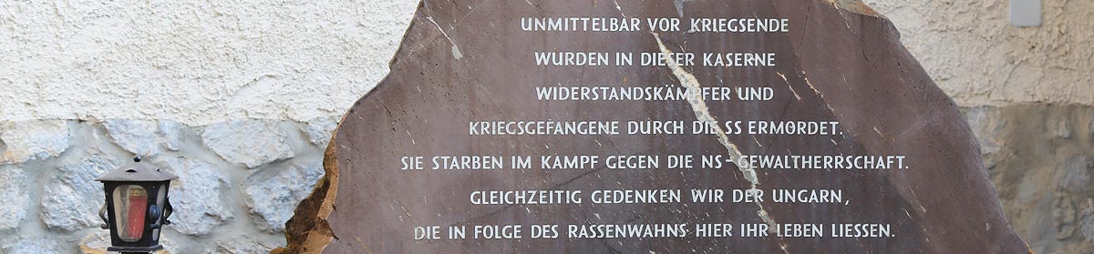 Sliderbild Gedenkstein zur Hinrichtung ungarischer Widerstandskämpfer, Belgier Kaserne, 8052 Graz, Steiermark